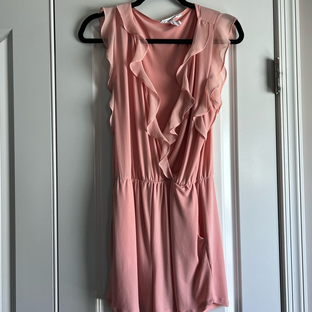 BCBGeneration Peach Ruffled Romper - Picture 3 of 4